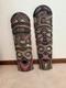 Large Pair Vintage Hand Carved South African Tribal Wood Masks 28 & 26 Folk Art