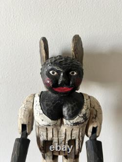 Large Shane Campbell (American, 20th c.) Carved Wood Articulated Angel Folk Art