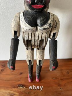 Large Shane Campbell (American, 20th c.) Carved Wood Articulated Angel Folk Art