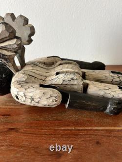 Large Shane Campbell (American, 20th c.) Carved Wood Articulated Angel Folk Art