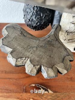 Large Shane Campbell (American, 20th c.) Carved Wood Articulated Angel Folk Art