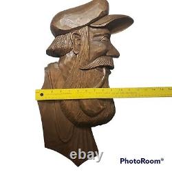 Large Solid Wood Handcarved Face Sailor Pipe Figure Signed by GEORGE BEAUREGARD