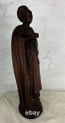 Large Statue Hand Carved Wood Medieval Lady Woman Folk Art 23.22