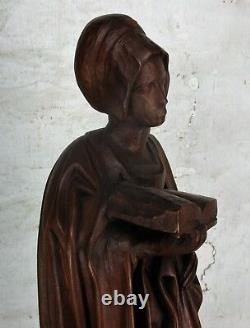 Large Statue Hand Carved Wood Medieval Lady Woman Folk Art 23.22