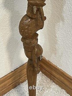 Large Unique Hand Carved Folk Art Puzzle Rattle Cane Walking Stick Some Damage