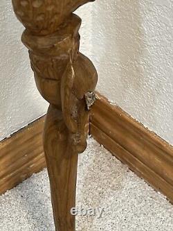 Large Unique Hand Carved Folk Art Puzzle Rattle Cane Walking Stick Some Damage