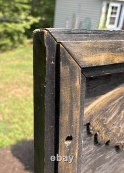 Large Vintage Carved Wood Folk Art Patriotic American Eagle & Flag Sign Display