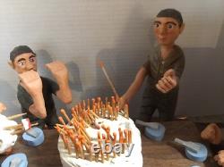 Large Wood Carved FOLK ART Sculpture Elderly Man BIRTHDAY Party Humorous