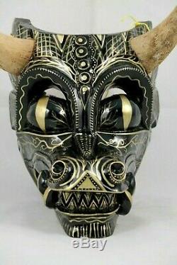 Large Wood Dragon Mask Mexican Folk Art Hand Carved/Painted Collectible Decor