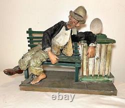 Large antique handmade carved wood folk art bum hobo sculpture statue assemblage