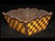 Late 19th C Folk Art Checkerboard Painted Carved Wood Planter Basket, Excellent