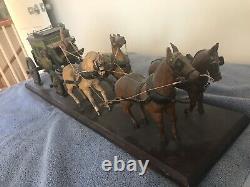 Late 19th or Early 20 c. Hand Carved & Painted Folk Art Stage Coach and Four
