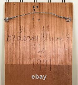 Leroy Almon Original Folk Art Devil Fishing Carved Wood Relief 1991