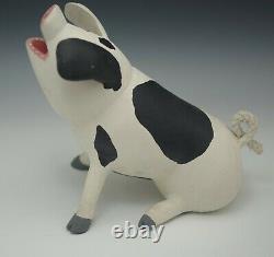 Leroy Ortega 1982 Wood Carving Pig Piglet Folk Art Primitive Signed