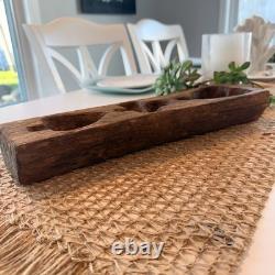 Lg Antique Folk Art Primitive Maple Sugar Candy Carved Wood HEART Mold 16x4 1/4