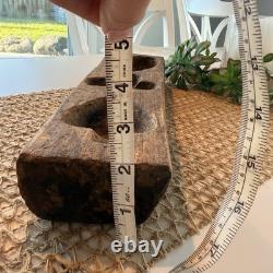 Lg Antique Folk Art Primitive Maple Sugar Candy Carved Wood HEART Mold 16x4 1/4