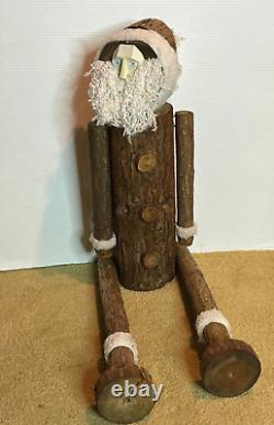 Log Carved Tree Wood Santa Claus Country Folk Art Primitive Christmas Decor 33