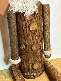 Log Carved Tree Wood Santa Claus Country Folk Art Primitive Christmas Decor 33