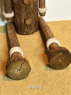 Log Carved Tree Wood Santa Claus Country Folk Art Primitive Christmas Decor 33