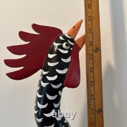 Lonnie & Twyla Money Rooster Kentucky Folk Art Sculpture Hand Carved Wood Large