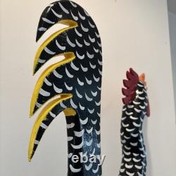 Lonnie & Twyla Money Rooster Kentucky Folk Art Sculpture Hand Carved Wood Large