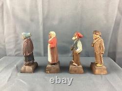 Lot/4 1930s Vintage Gerald Pat Hannah Wooden Carved Handpainted Quebec folk art