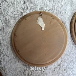Lot 9 Poland Hand Carved Engraved Wood Wooden Folk Art Plate 6.5 8.5 11 Across