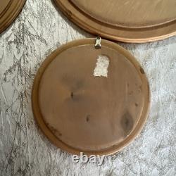 Lot 9 Poland Hand Carved Engraved Wood Wooden Folk Art Plate 6.5 8.5 11 Across