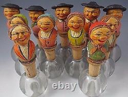 Lot Of 11 Anri Vintage Italy Wooden Bottle Stoppers Folk Art Hand Carved #23