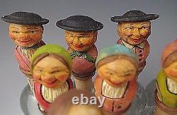 Lot Of 11 Anri Vintage Italy Wooden Bottle Stoppers Folk Art Hand Carved #23