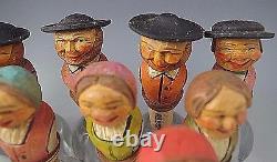 Lot Of 11 Anri Vintage Italy Wooden Bottle Stoppers Folk Art Hand Carved #23