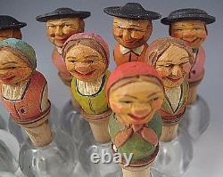 Lot Of 11 Anri Vintage Italy Wooden Bottle Stoppers Folk Art Hand Carved #23