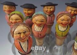 Lot Of 11 Anri Vintage Italy Wooden Bottle Stoppers Folk Art Hand Carved #23