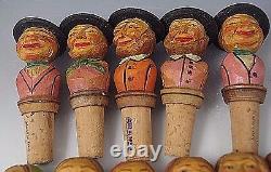 Lot Of 11 Anri Vintage Italy Wooden Bottle Stoppers Folk Art Hand Carved #23