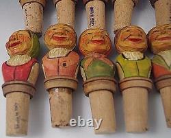Lot Of 11 Anri Vintage Italy Wooden Bottle Stoppers Folk Art Hand Carved #23