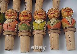 Lot Of 11 Anri Vintage Italy Wooden Bottle Stoppers Folk Art Hand Carved #23