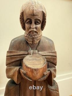 Lot Of 3 VTG Hand Carved Wooden Figures 16 Bearded Hobo Men Folk Art Decor