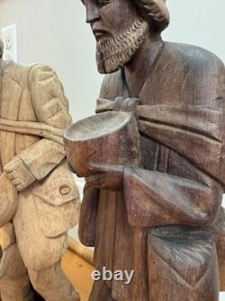 Lot Of 3 VTG Hand Carved Wooden Figures 16 Bearded Hobo Men Folk Art Decor