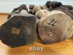 Lot Of 3 VTG Hand Carved Wooden Figures 16 Bearded Hobo Men Folk Art Decor