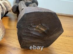 Lot Of 3 VTG Hand Carved Wooden Figures 16 Bearded Hobo Men Folk Art Decor
