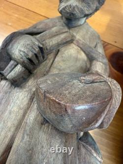 Lot Of 3 VTG Hand Carved Wooden Figures 16 Bearded Hobo Men Folk Art Decor