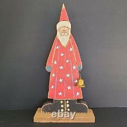 Lot Of 4 Folk Art Santa Claus Vintage, 2 Signed, 1 Metal Art, All Hand Painted