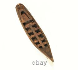 Lt 18th c American Hand Carved Sailor Made Admiral's Longboat Miniature Folk Art