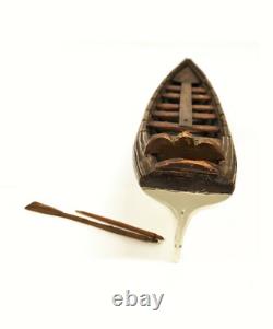 Lt 18th c American Hand Carved Sailor Made Admiral's Longboat Miniature Folk Art