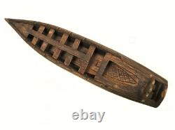 Lt 18th c American Hand Carved Sailor Made Admiral's Longboat Miniature Folk Art