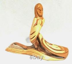 Luis Barela Folk Art Wooden Carving Mother and Child 2003