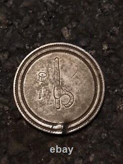 Lumberman Folk Art Pin From A Rare Silver 1858 Canada 20 Cents Carved Cant Hook