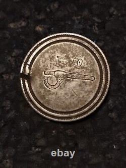 Lumberman Folk Art Pin From A Rare Silver 1858 Canada 20 Cents Carved Cant Hook