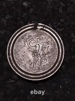 Lumberman Folk Art Pin From A Rare Silver 1858 Canada 20 Cents Carved Cant Hook