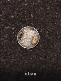 Lumberman Folk Art Pin From A Rare Silver 1858 Canada 20 Cents Carved Cant Hook